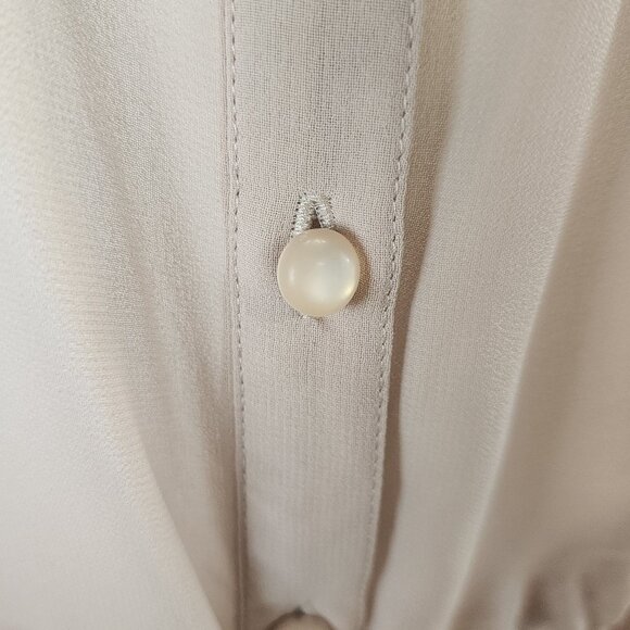 Kensie NWT Sheer Button-Down Dress With Drawstring Waist & Ruffle Hem Size 6 - Picture 6 of 16